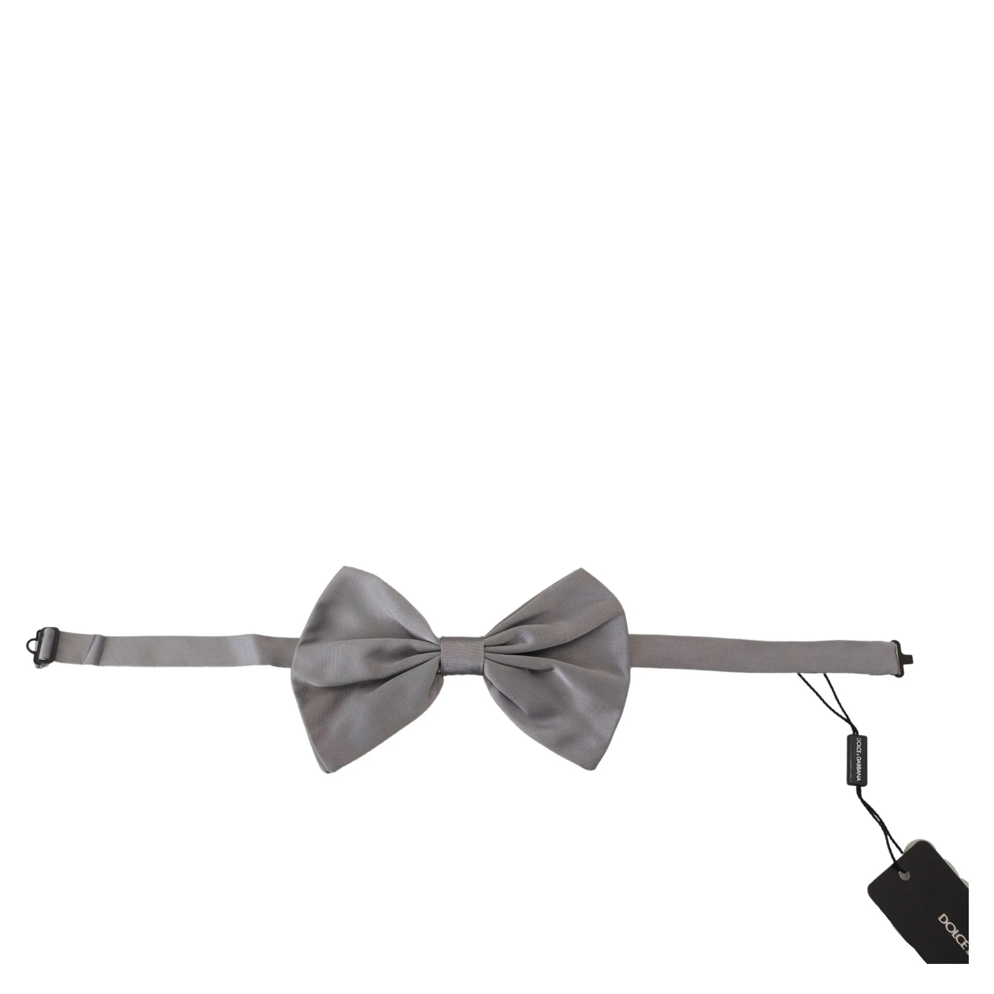 Bow Tie Men Silver Gray Silk Adjustable Neck Papillon