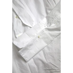 White Cotton Ascot Collar Long Sleeves Top