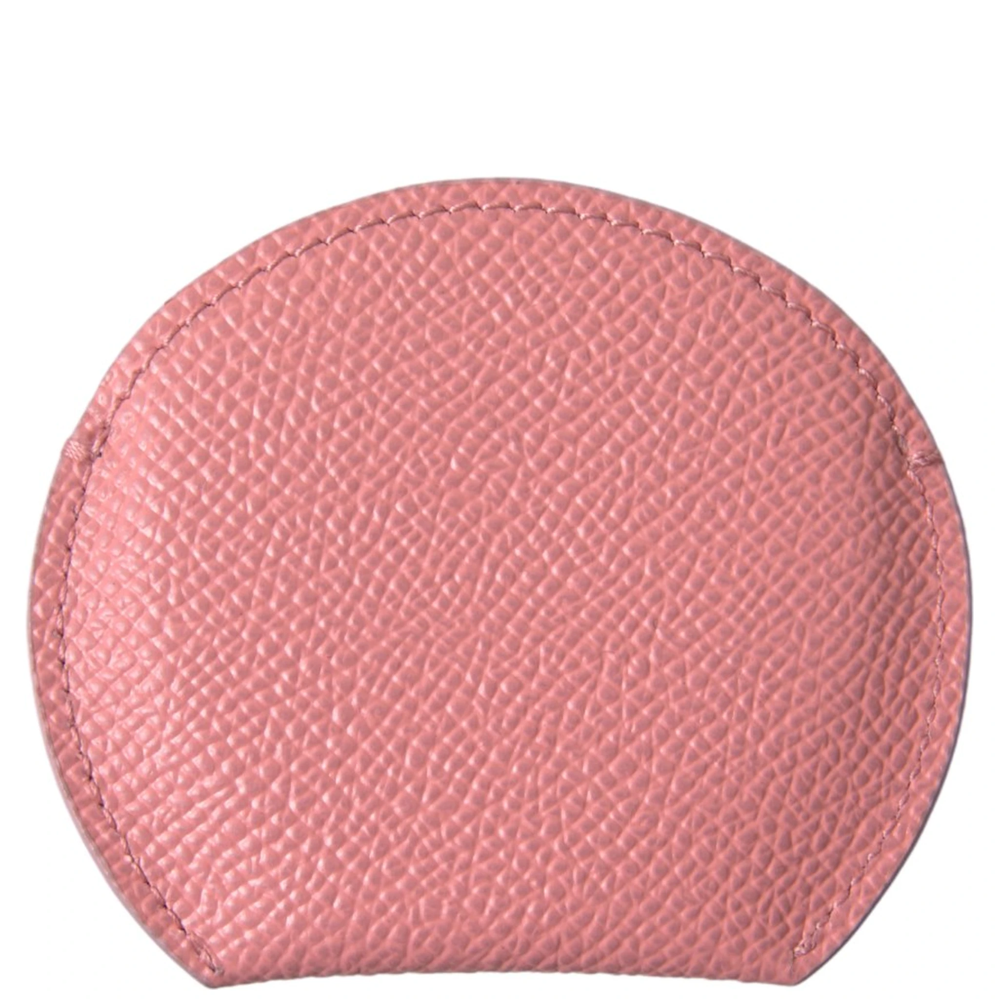 Pink Calfskin Leather Round Mirror Holder