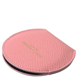 Pink Calfskin Leather Round Mirror Holder