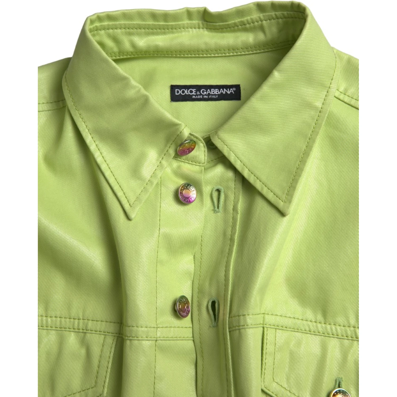 Green Cotton Collared Button Down Shirt