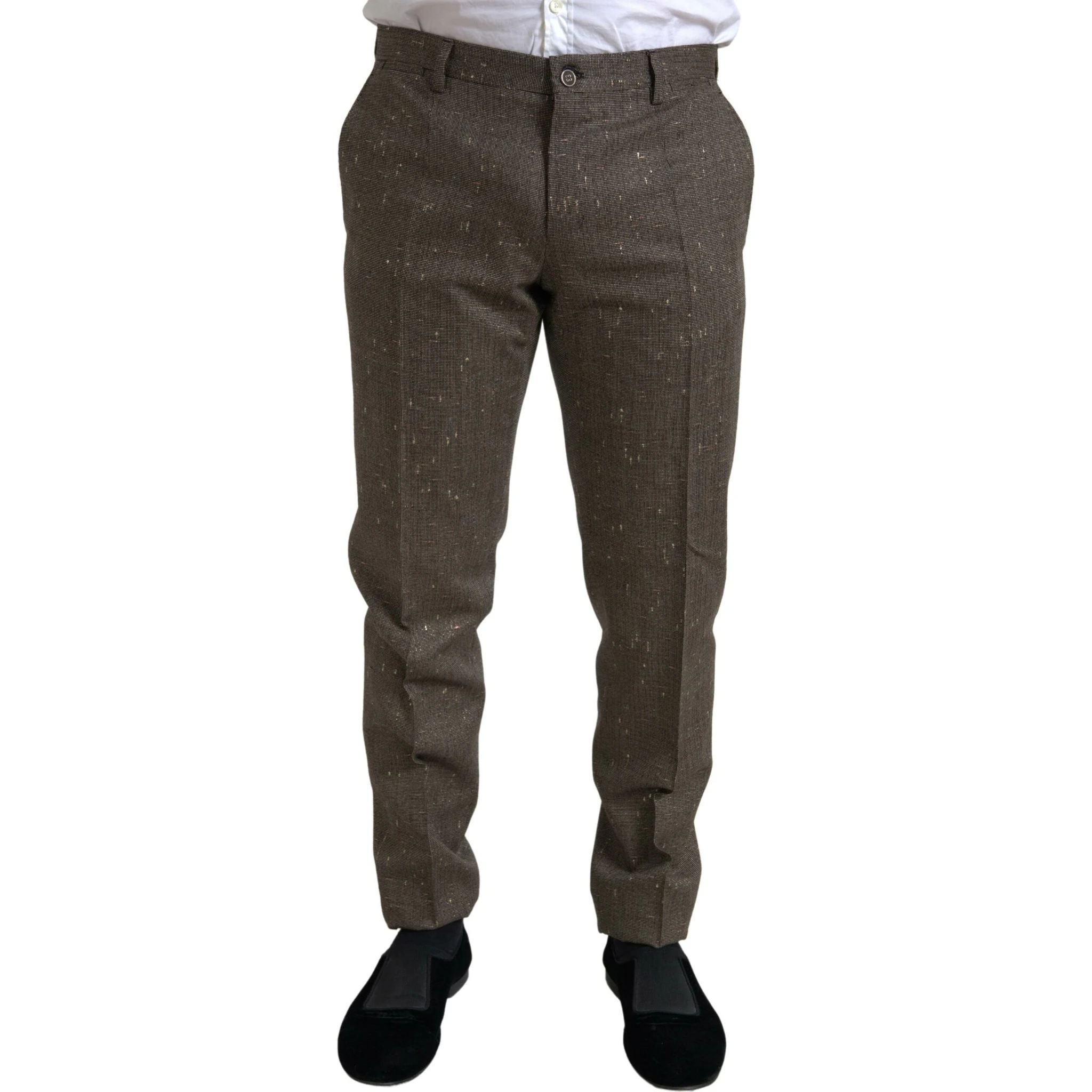 Brown Wool Dress Skinny Men Trouser Pants