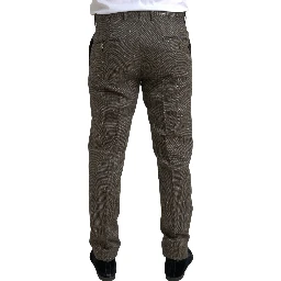 Brown Wool Dress Skinny Men Trouser Pants
