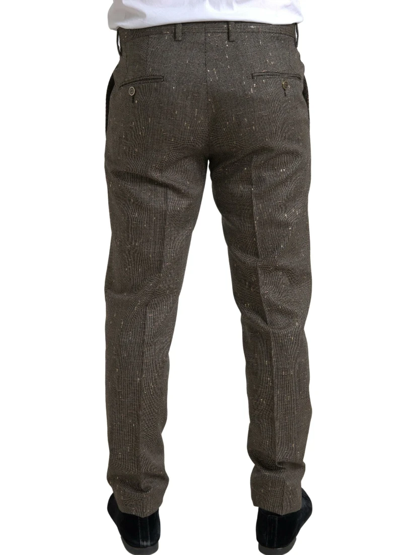 Brown Wool Dress Skinny Men Trouser Pants