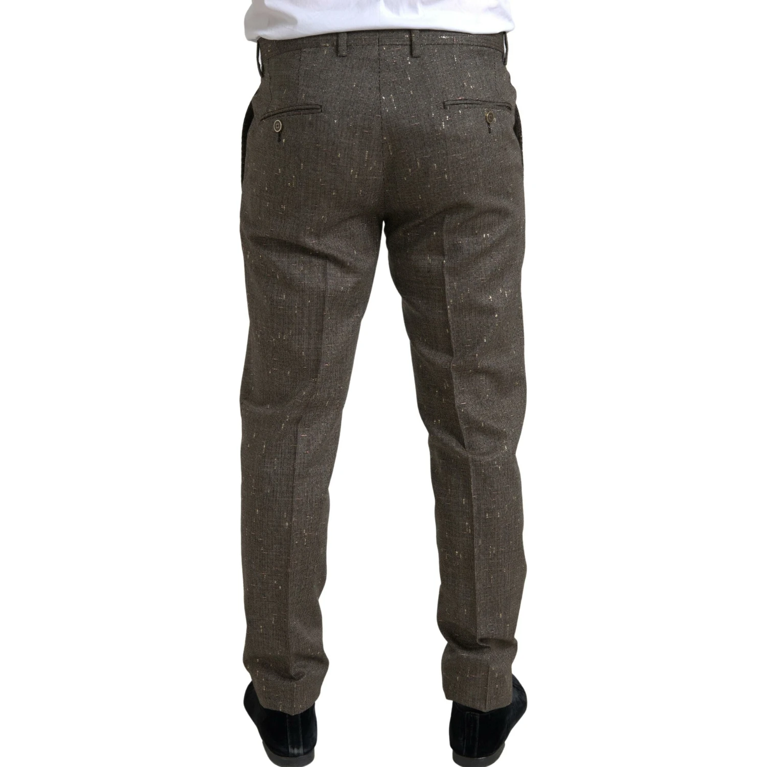 Brown Wool Dress Skinny Men Trouser Pants