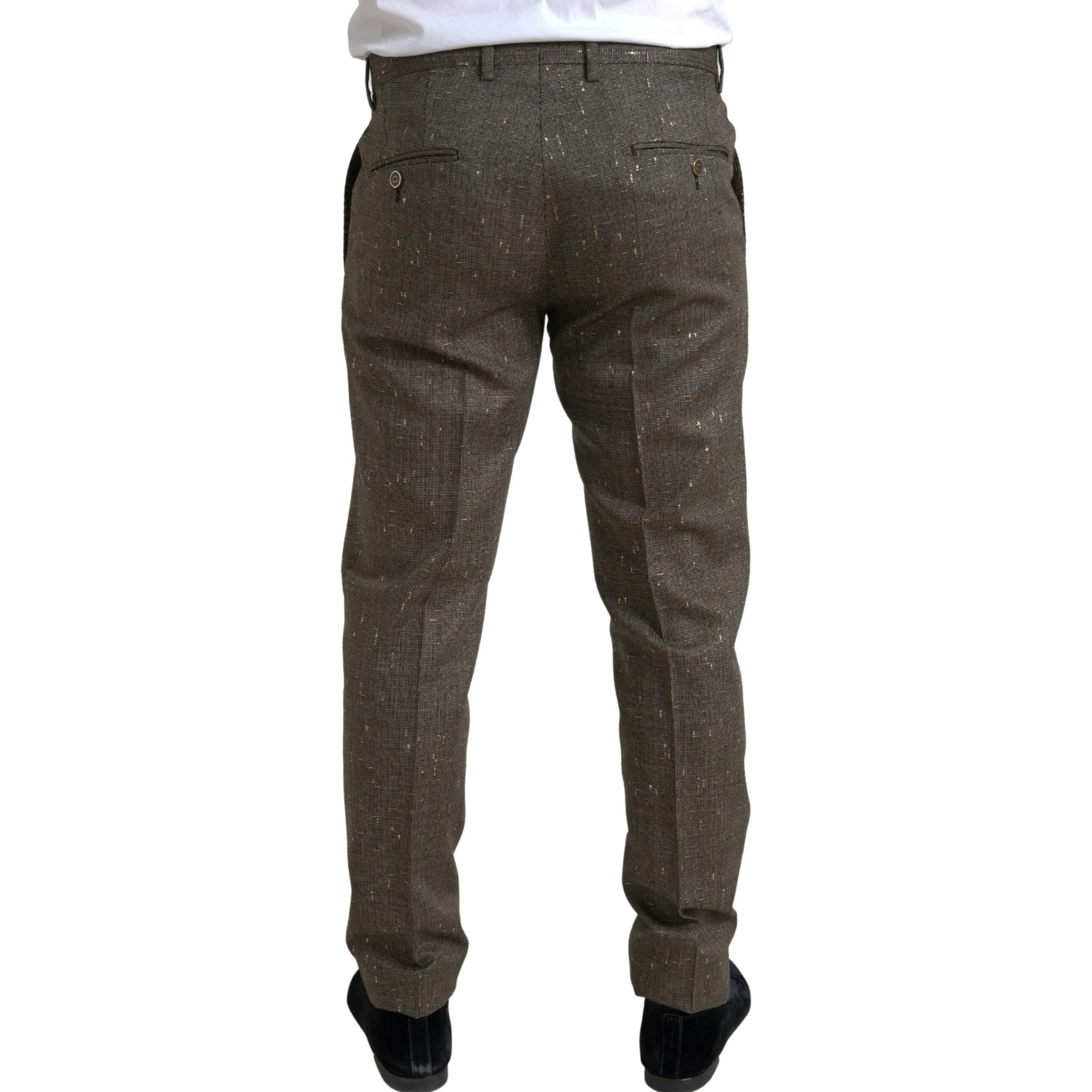 Brown Wool Dress Skinny Men Trouser Pants