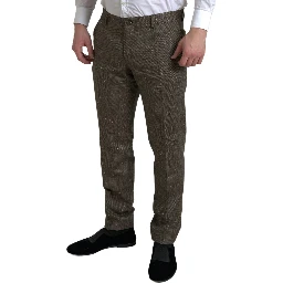 Brown Wool Dress Skinny Men Trouser Pants
