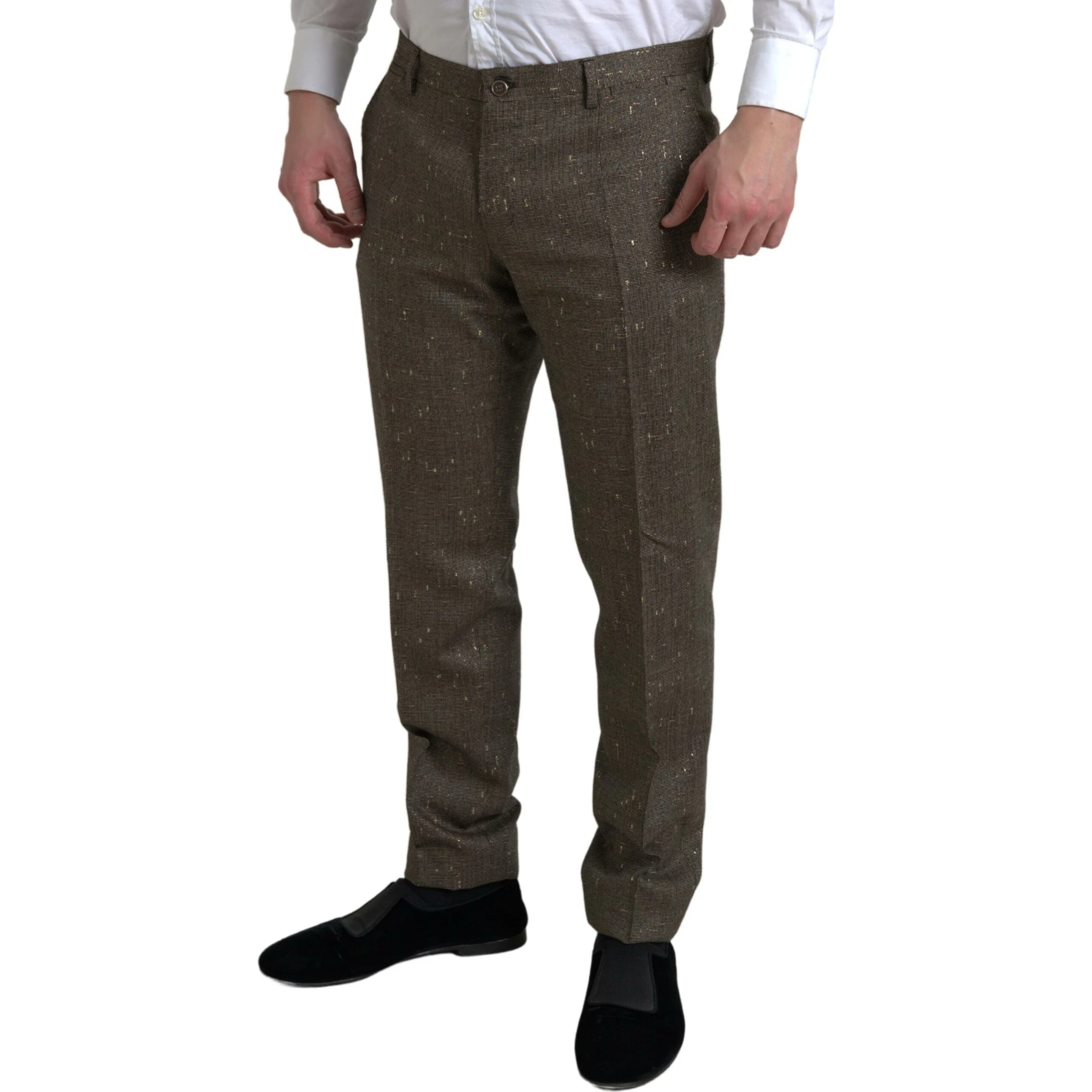 Brown Wool Dress Skinny Men Trouser Pants