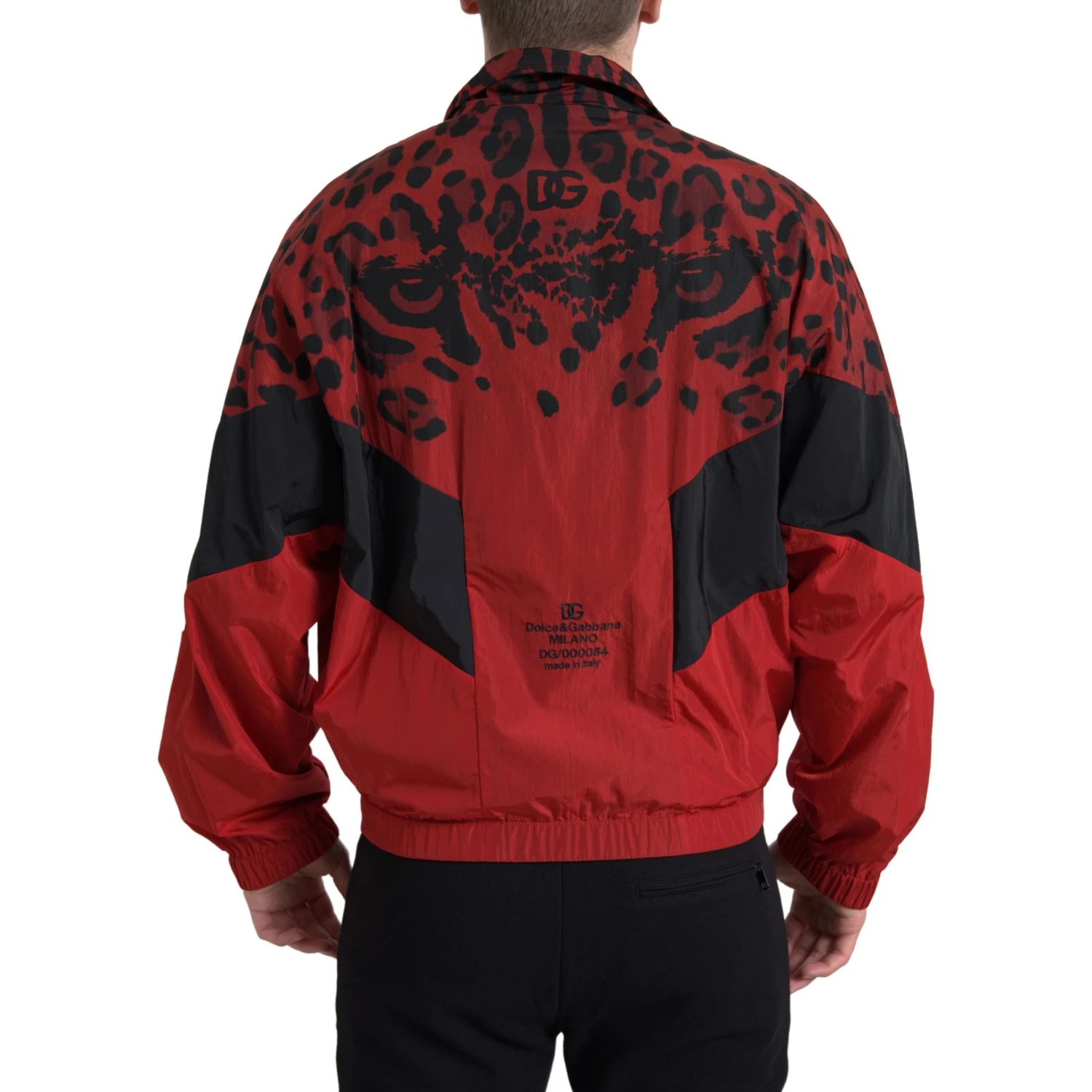 Red Leopard Nylon Full Zip Sweater
