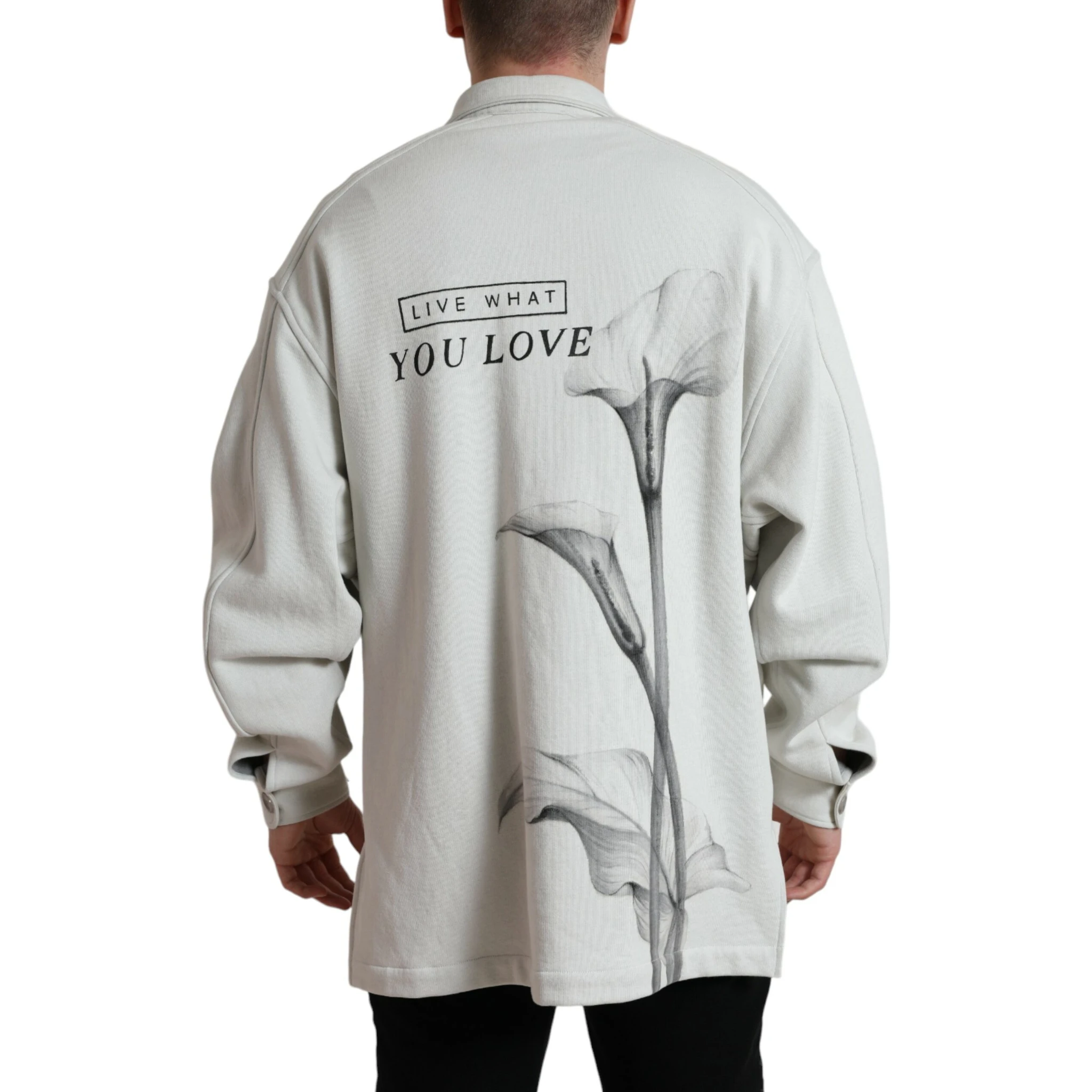 Grey Cotton Button Down Collared Coat Jacket