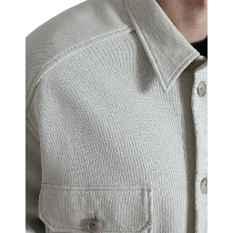 Grey Cotton Button Down Collared Coat Jacket