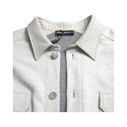 Grey Cotton Button Down Collared Coat Jacket