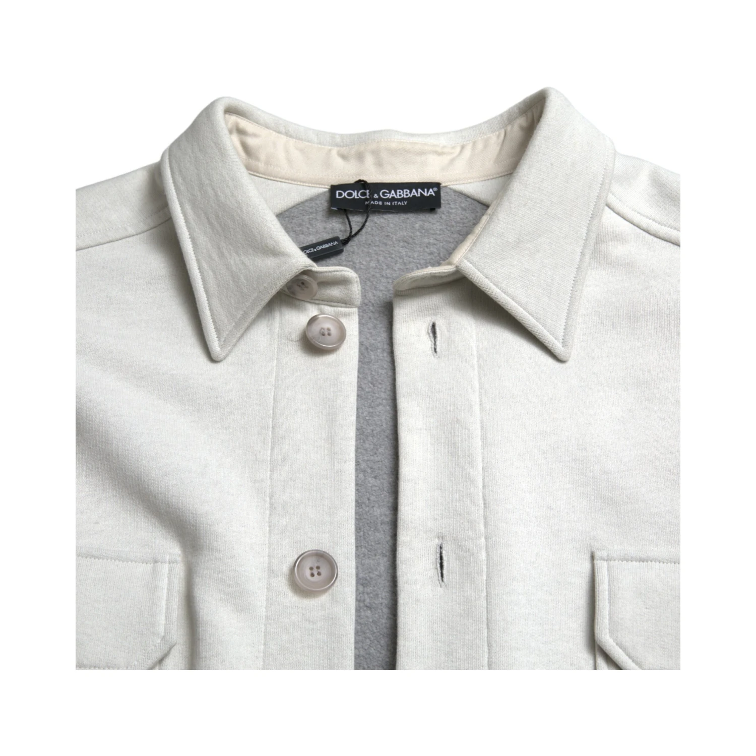 Grey Cotton Button Down Collared Coat Jacket