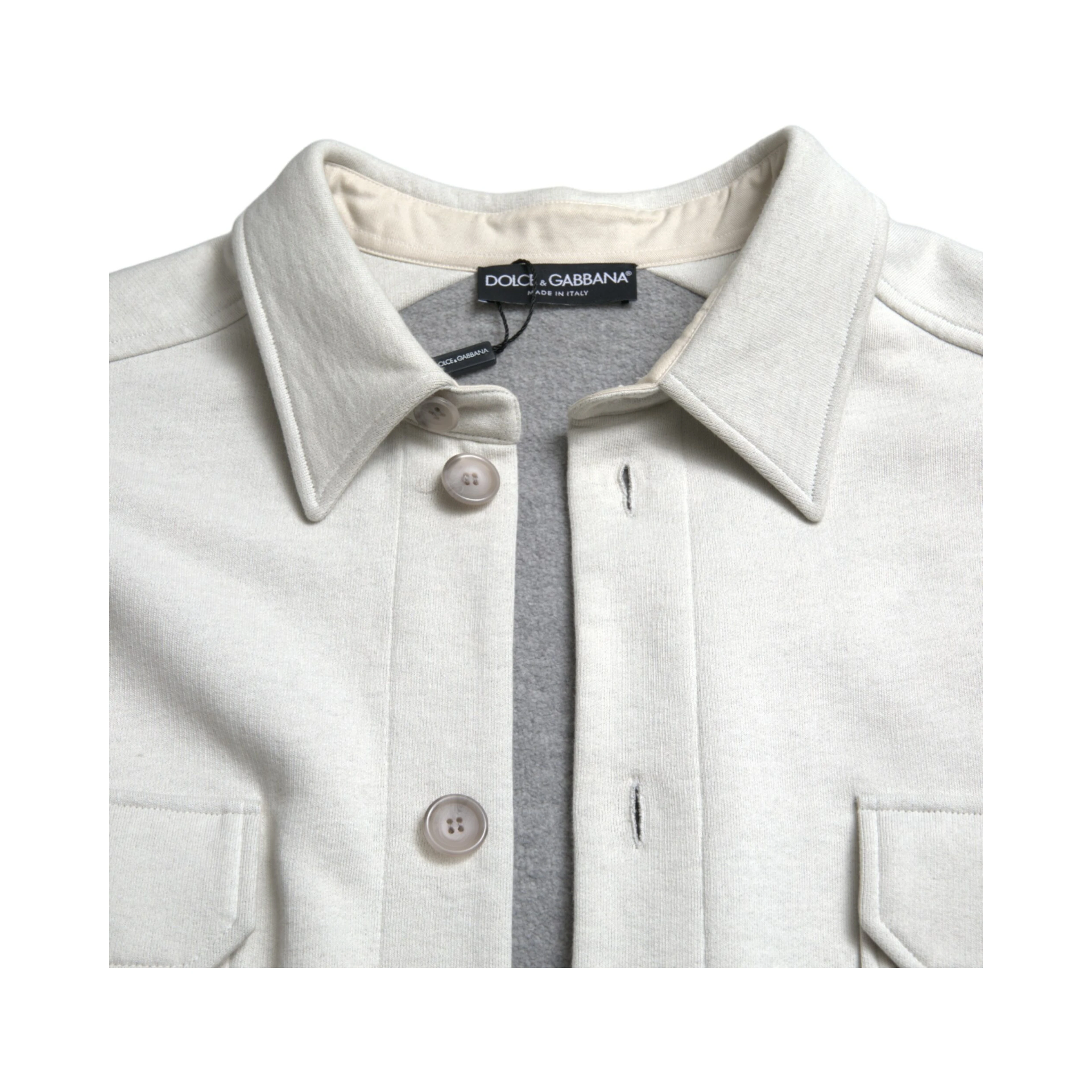Grey Cotton Button Down Collared Coat Jacket
