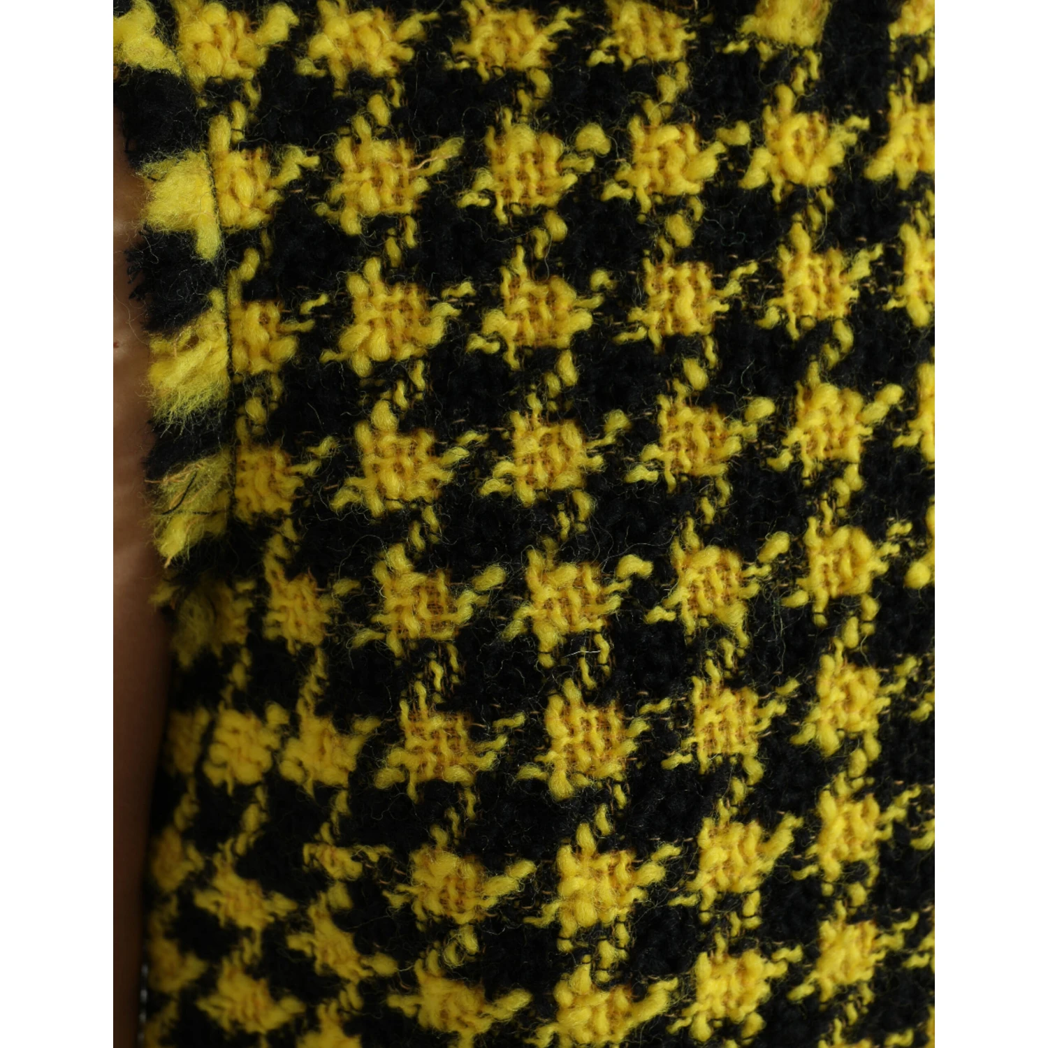 Yellow Houndstooth Sleeveless Aline Mini Dress