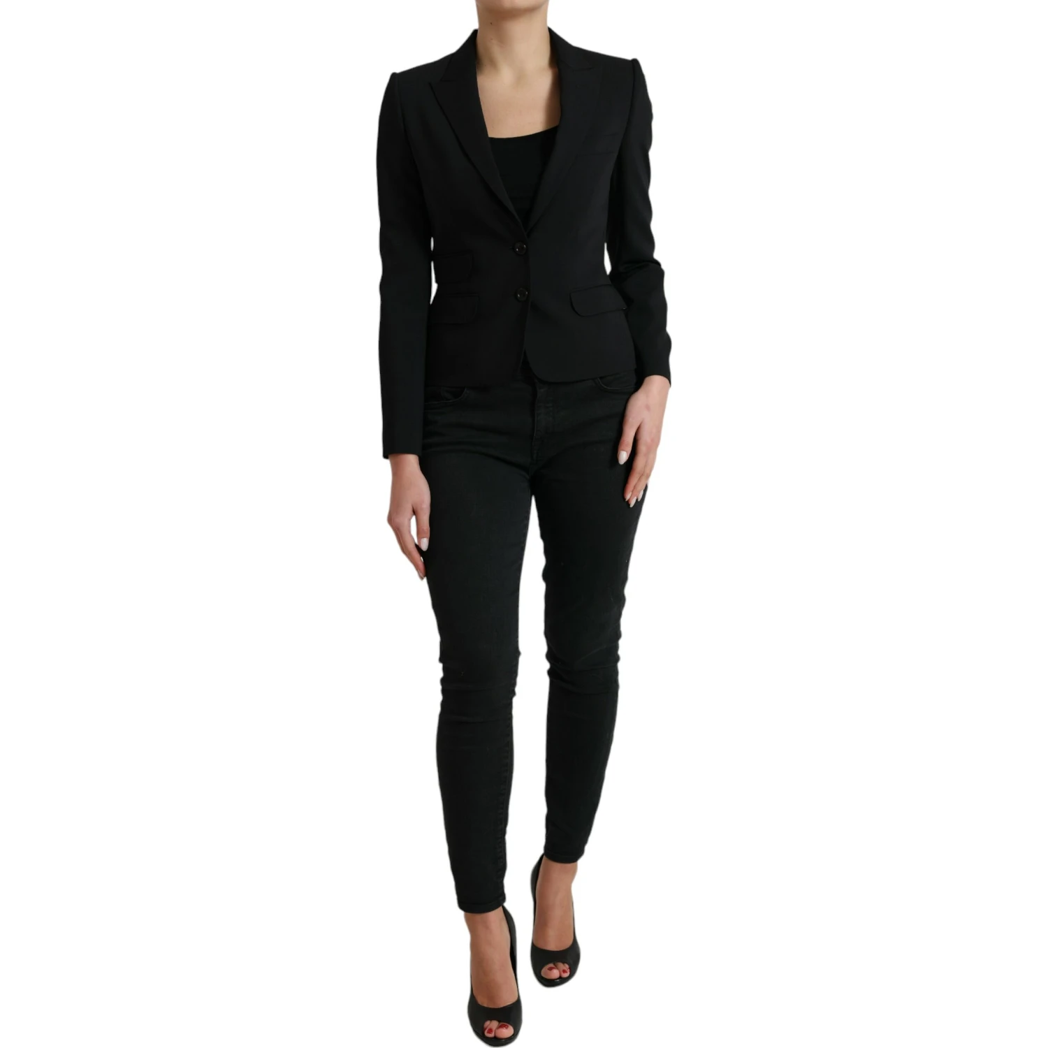 Black Wool Single Breasted Blazer Coat Jacket