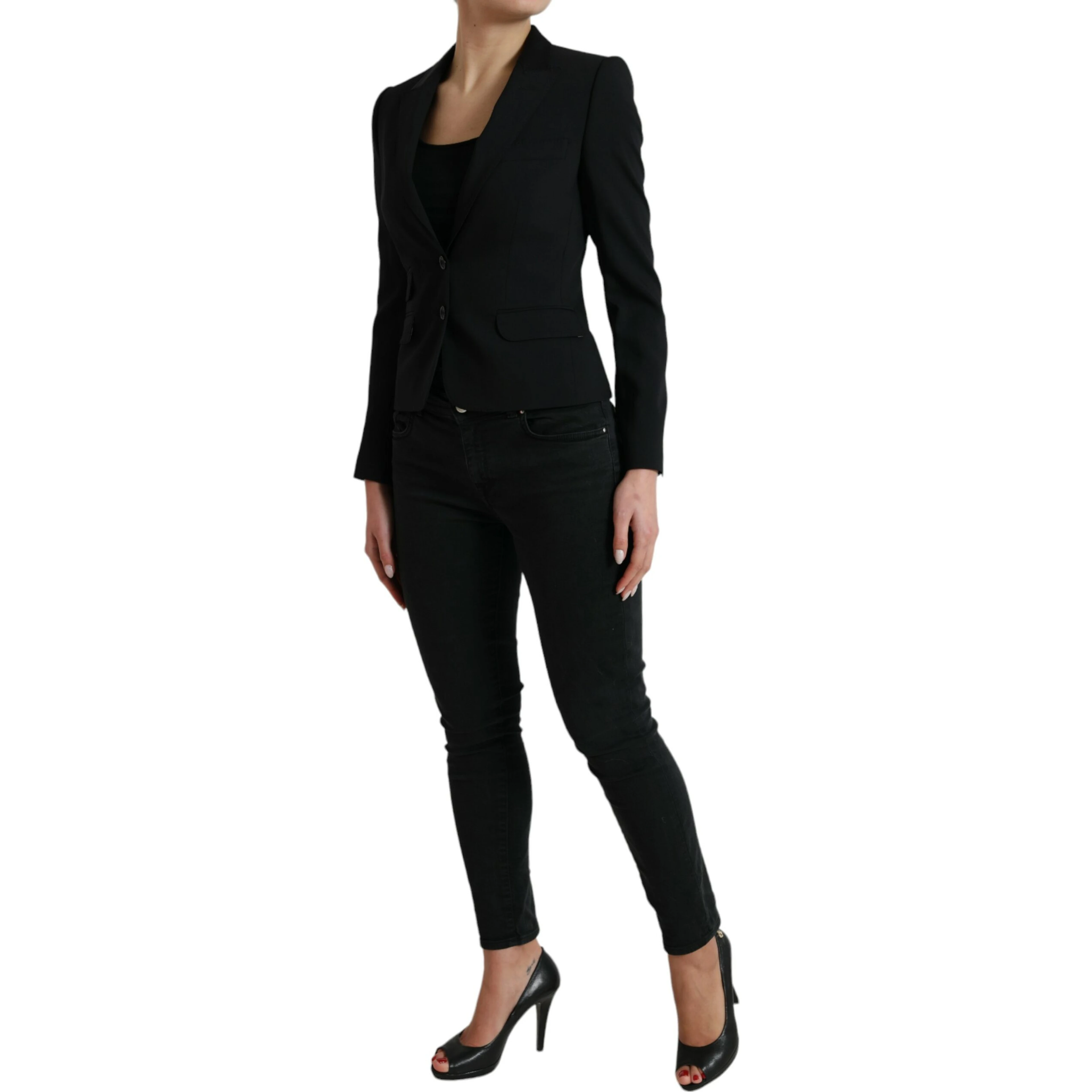 Black Wool Single Breasted Blazer Coat Jacket