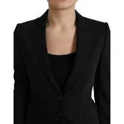 Black Wool Single Breasted Blazer Coat Jacket