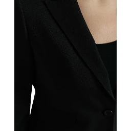 Black Wool Single Breasted Blazer Coat Jacket