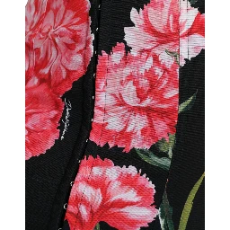 Black Carnation Pencil Cut Knee Length Skirt