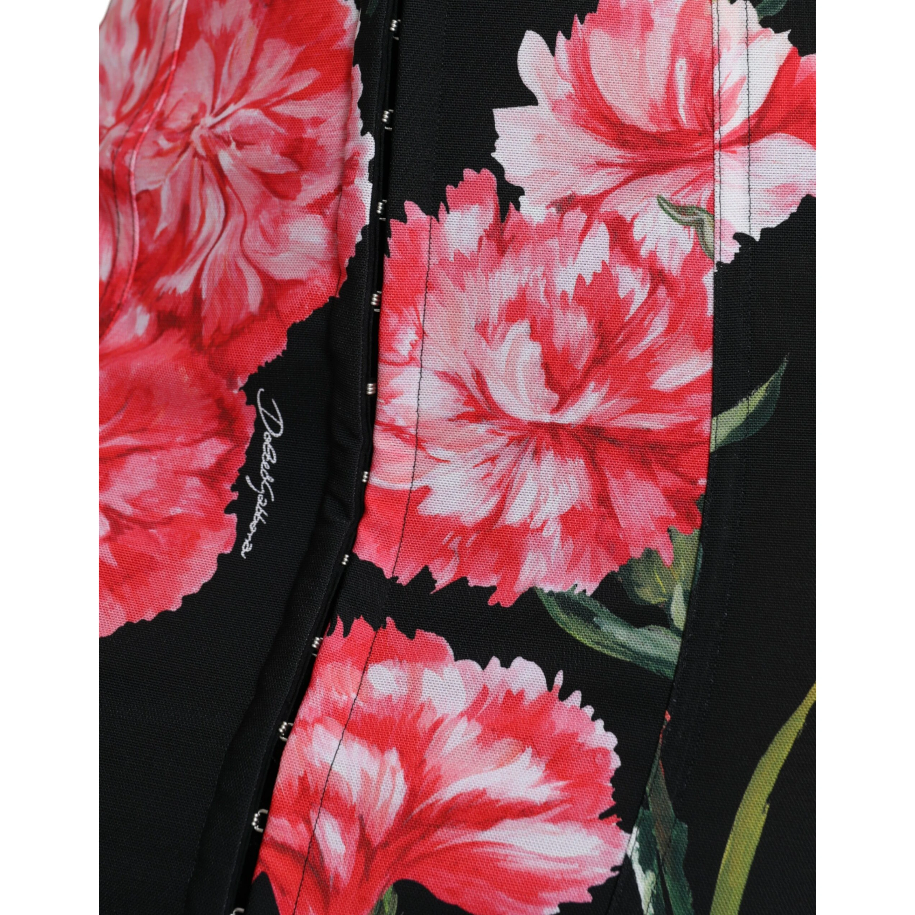 Black Carnation Pencil Cut Knee Length Skirt