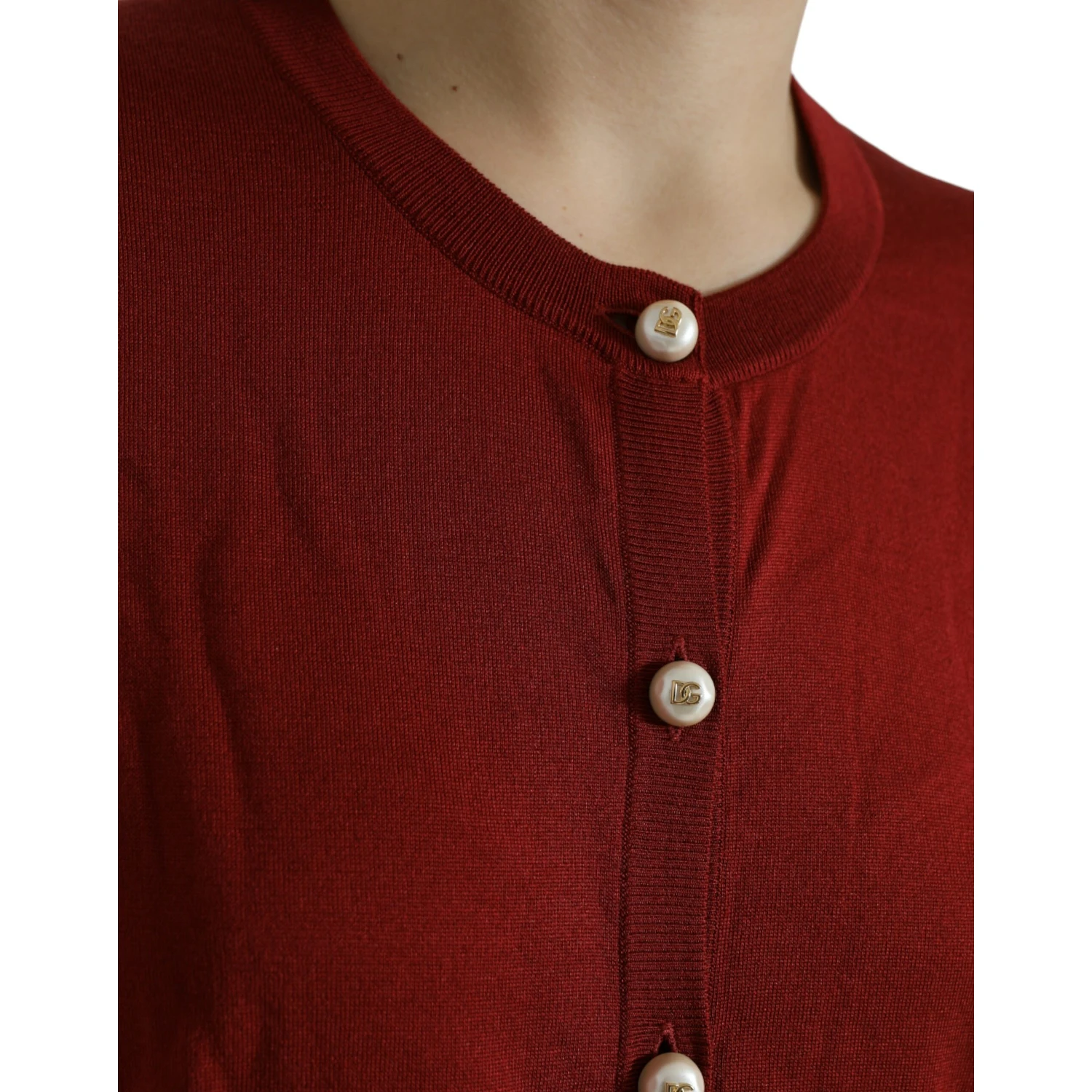 Multicolor Cardigan Color Block Silk Crewneck Sweater