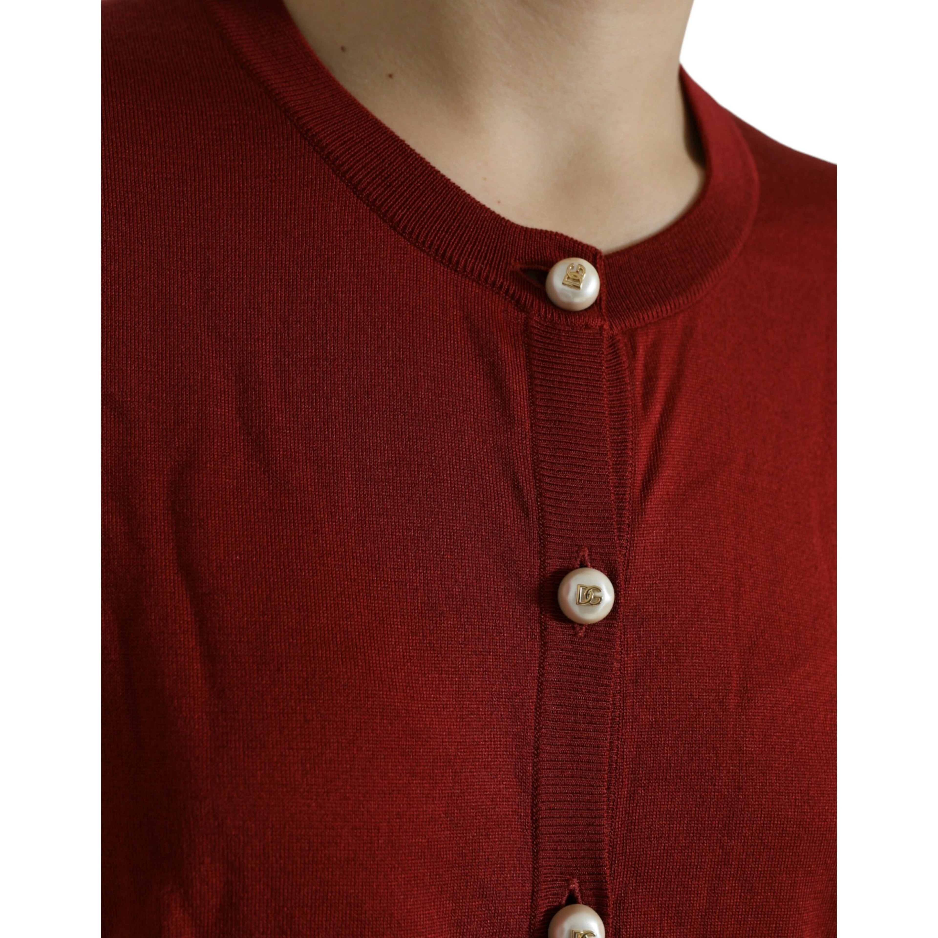 Multicolor Cardigan Color Block Silk Crewneck Sweater