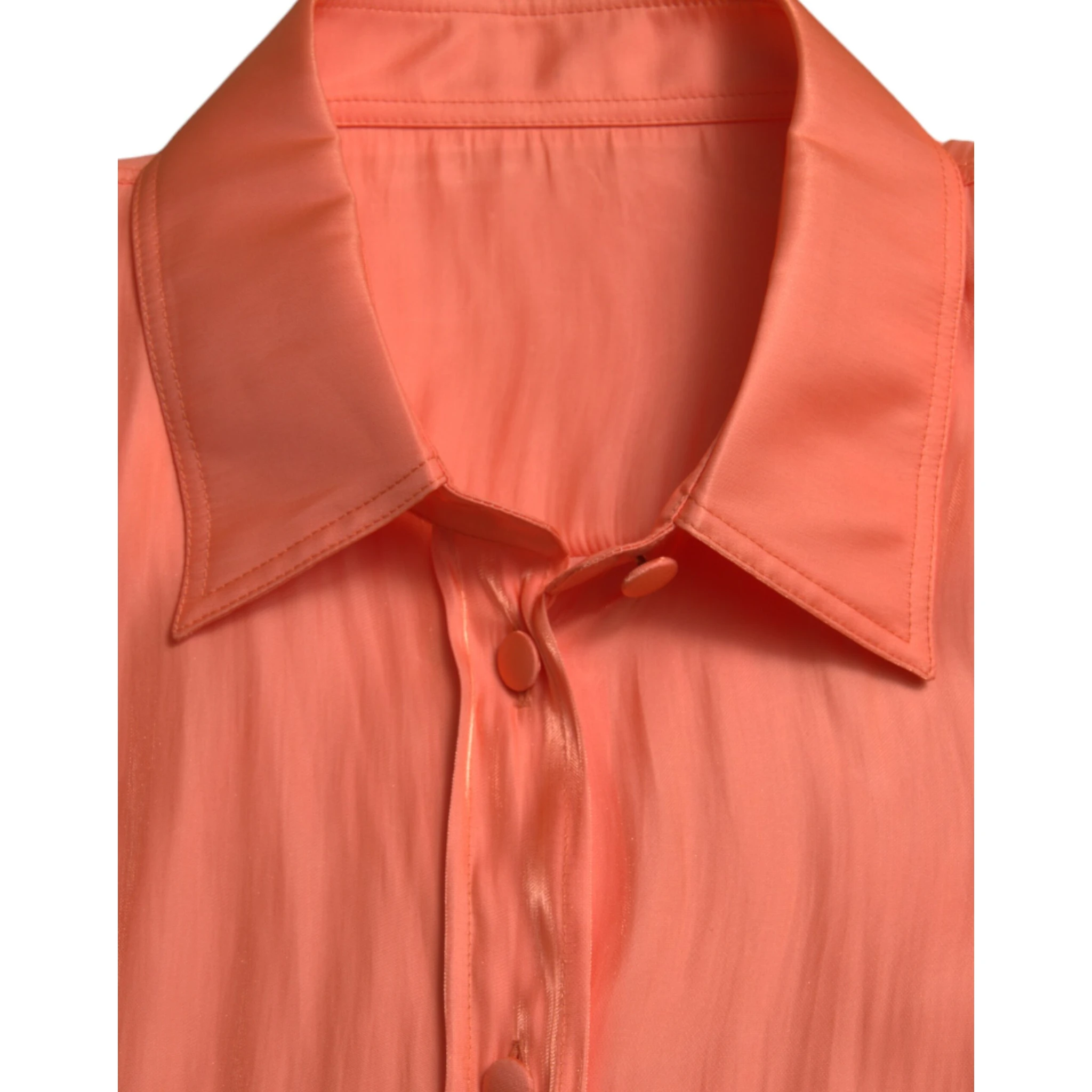 Peach Long Sleeve Button Down Blouse Top