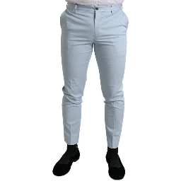 Sky Blue Cotton Stretch Skinny Pants