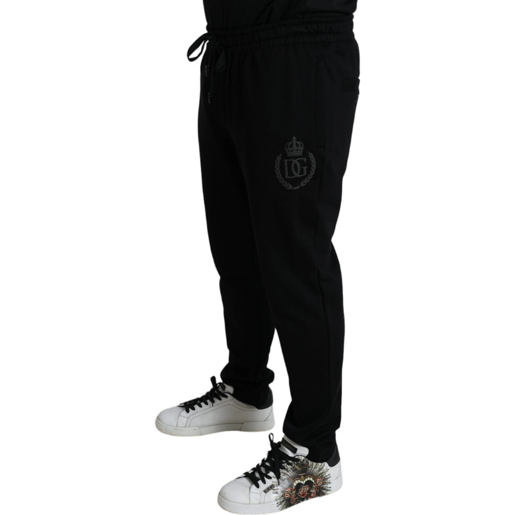 Black DG Logo Skinny Jogger Sweatpants Pants