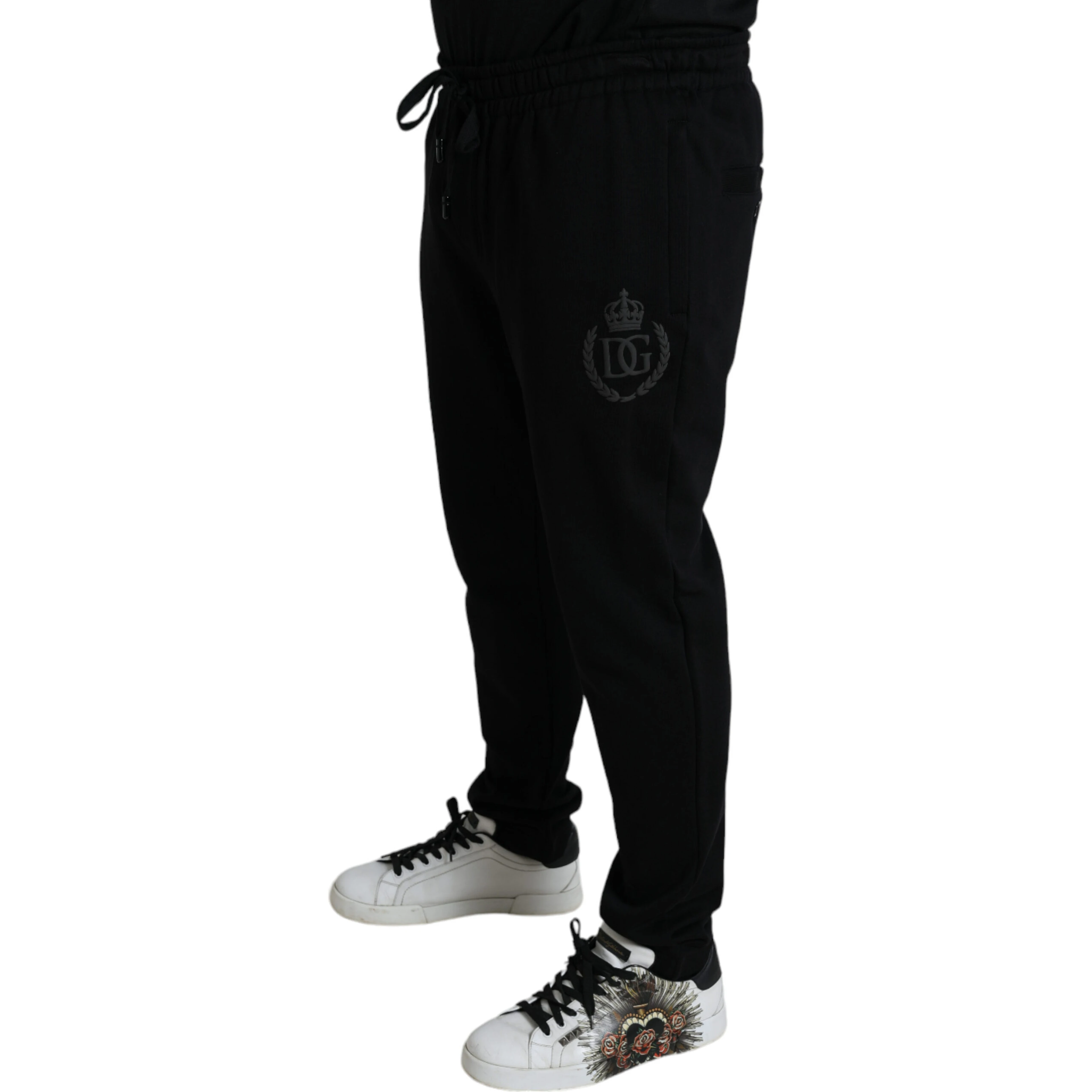 Black DG Logo Skinny Jogger Sweatpants Pants