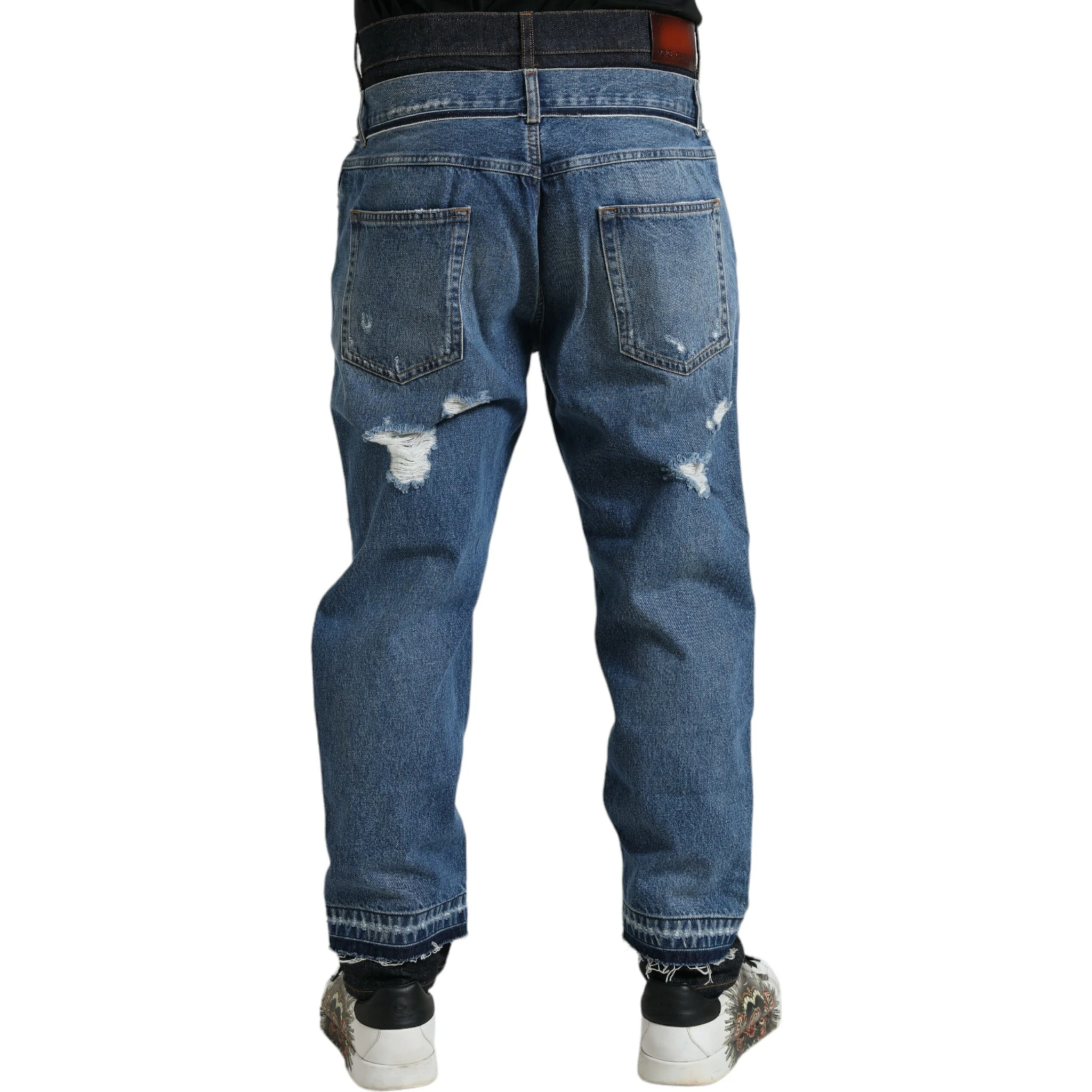 Blue Tattered Cotton Men Denim Jeans