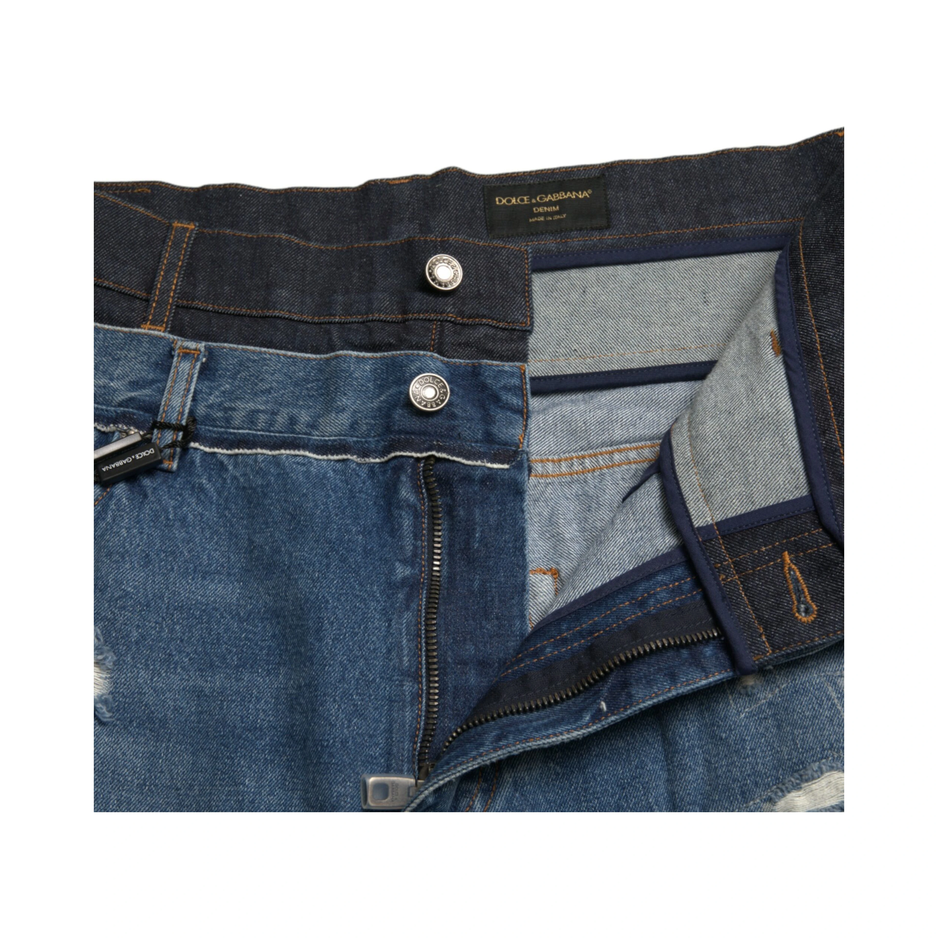 Blue Tattered Cotton Men Denim Jeans