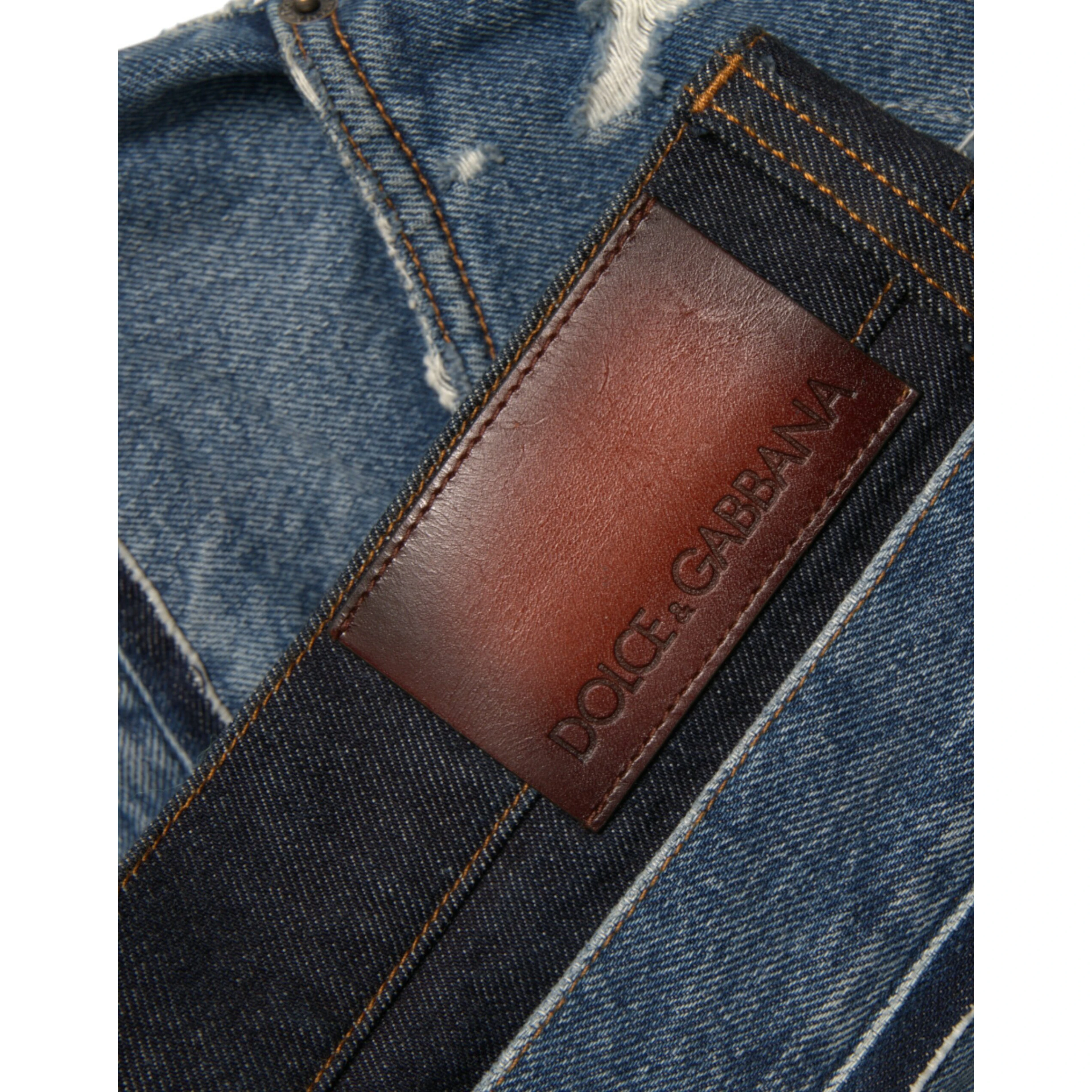 Blue Tattered Cotton Men Denim Jeans