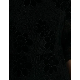 Black Floral Lace Cotton Bodycon Dress