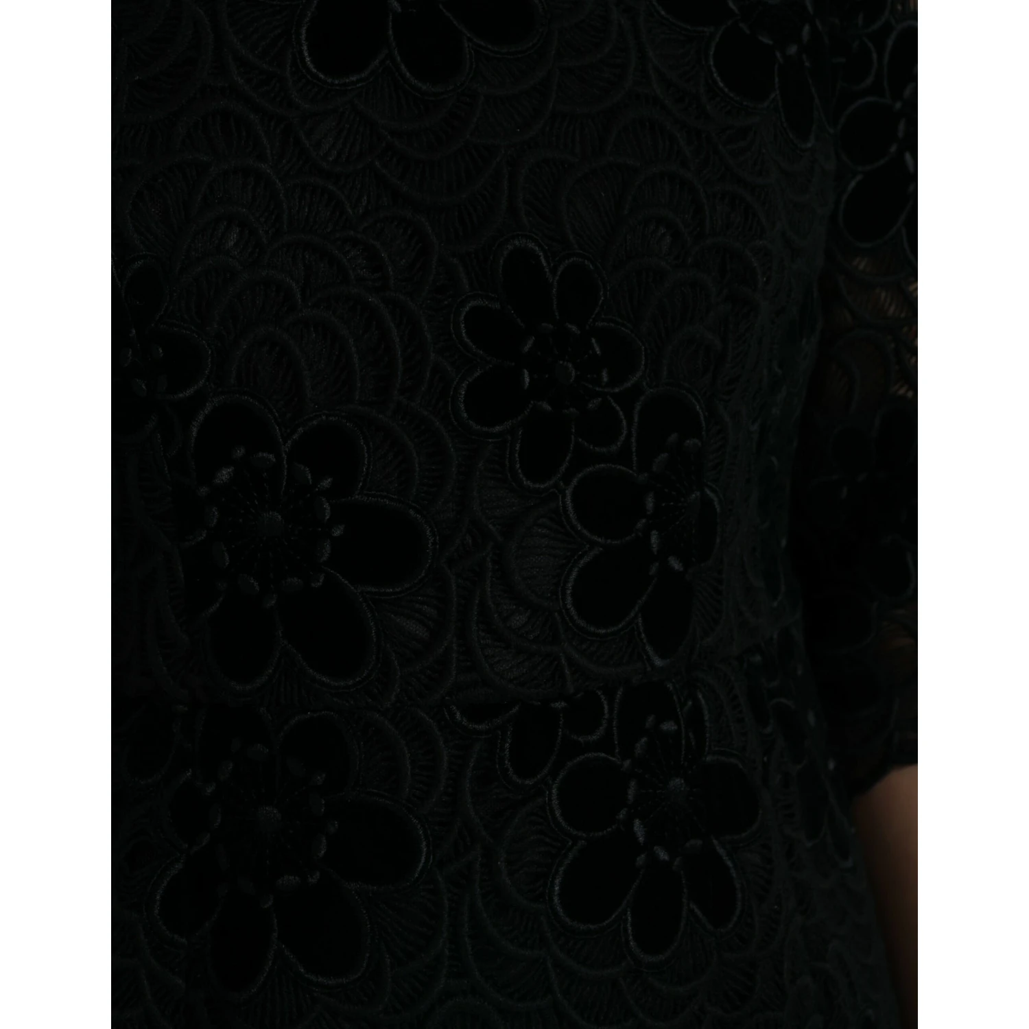 Black Floral Lace Cotton Bodycon Dress