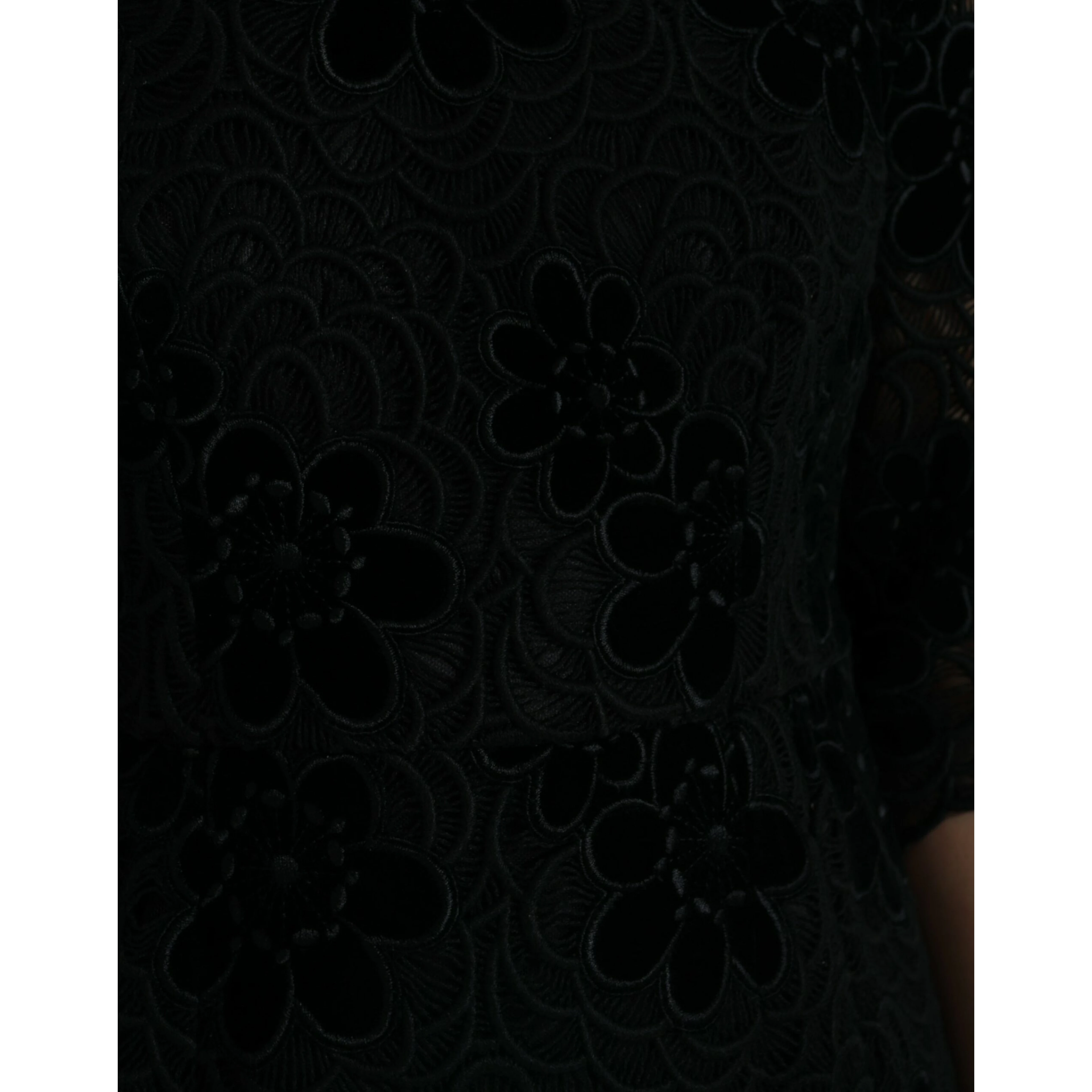 Black Floral Lace Cotton Bodycon Dress