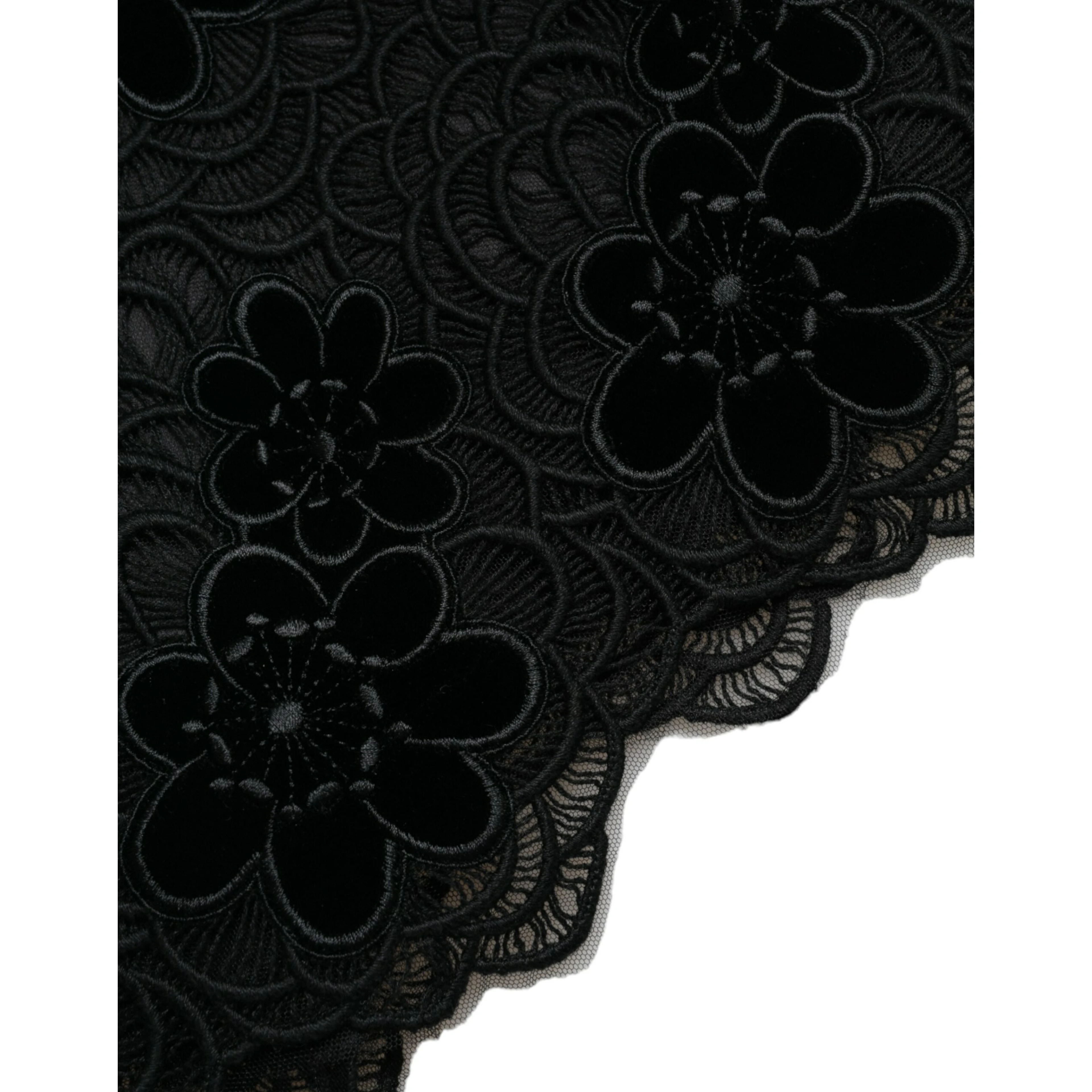 Black Floral Lace Cotton Bodycon Dress