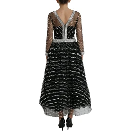 Black Crystal Embellished A-line Gown Dress