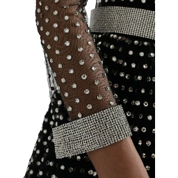 Black Crystal Embellished A-line Gown Dress