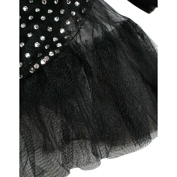 Black Crystal Embellished A-line Gown Dress