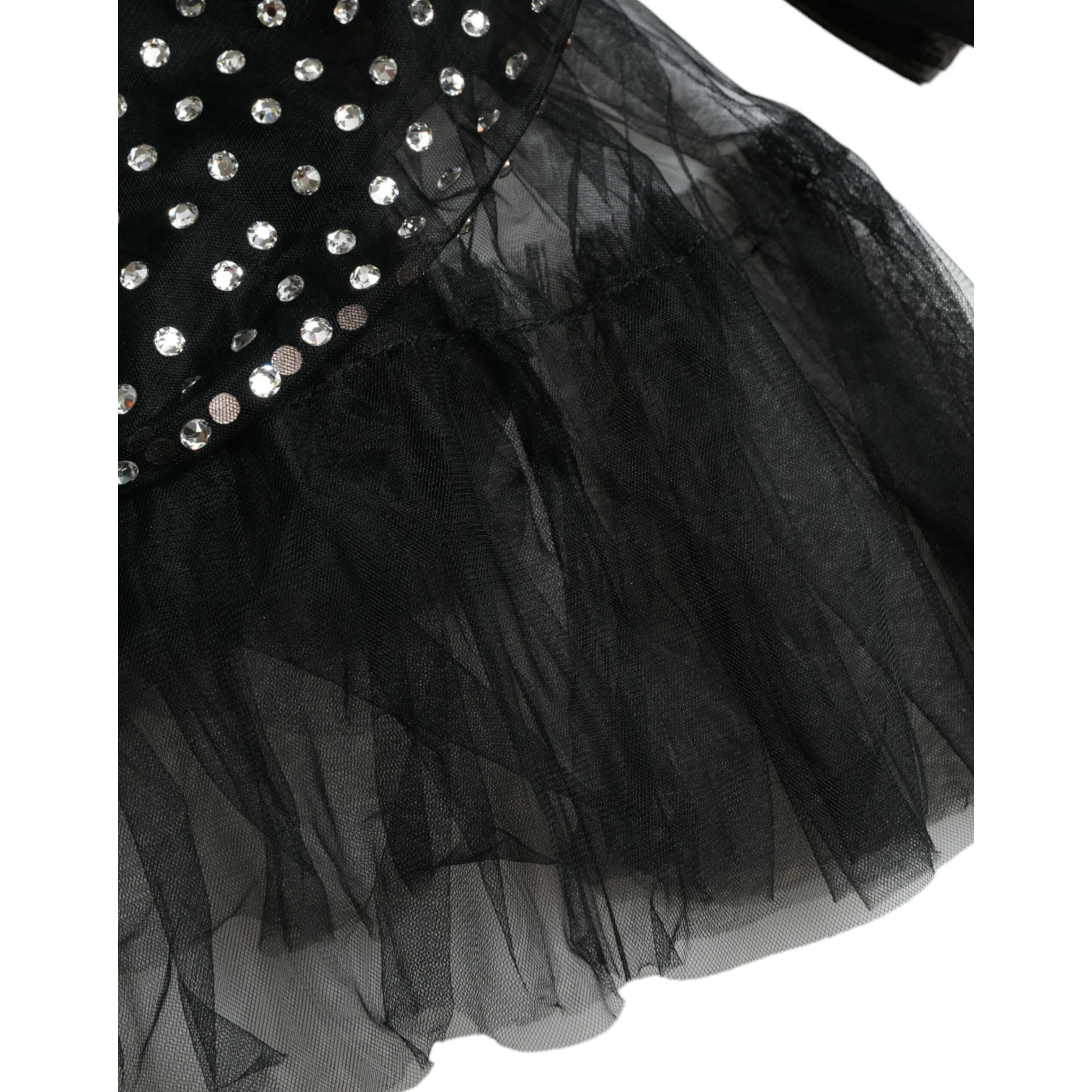 Black Crystal Embellished A-line Gown Dress