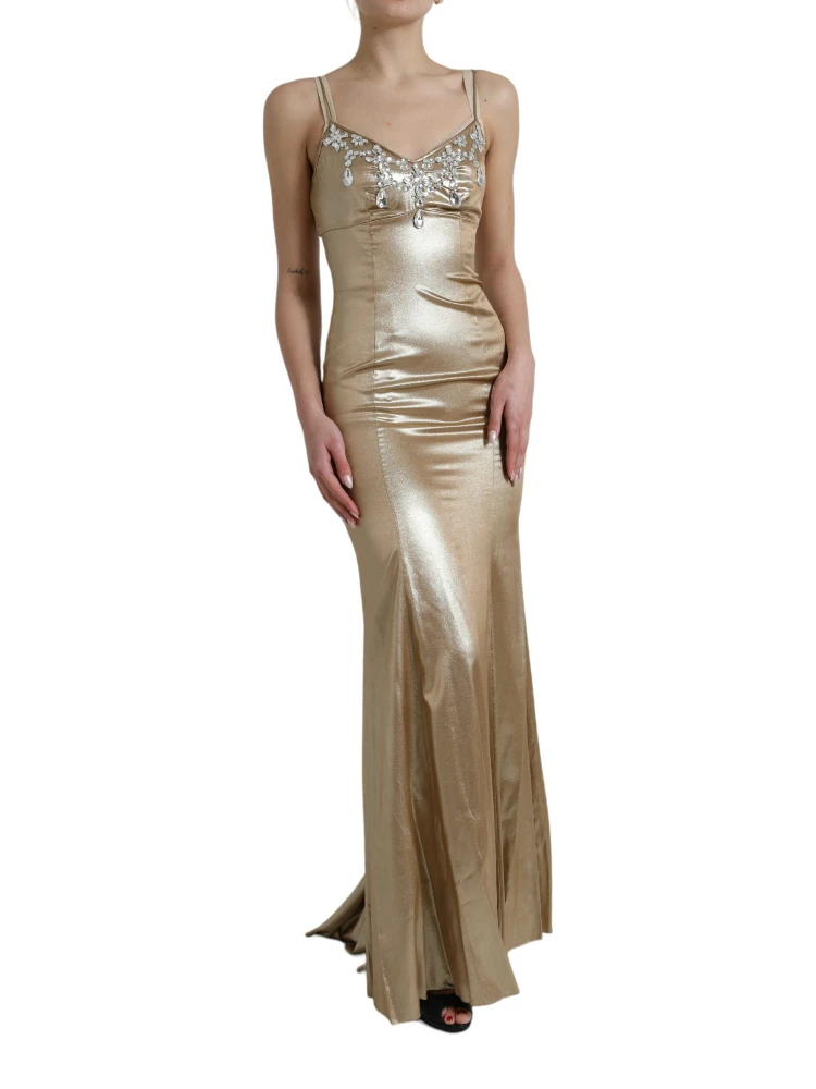 Metallic Gold Crystal Embellished Gown Dress alternative