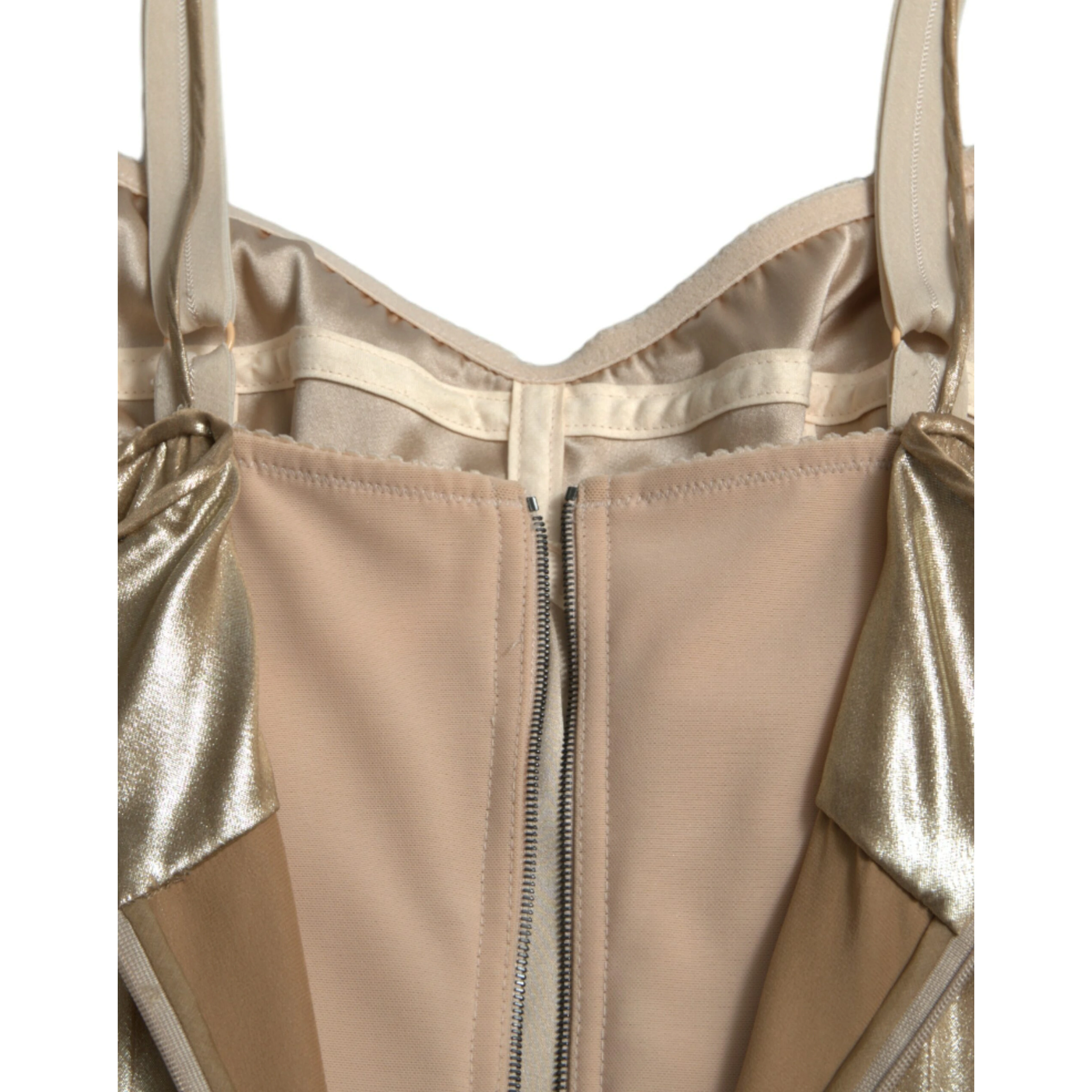 Metallic Gold Crystal Embellished Gown Dress