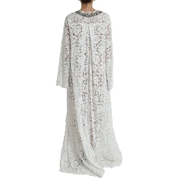 White Lace Crystal Embellished Shift Dress