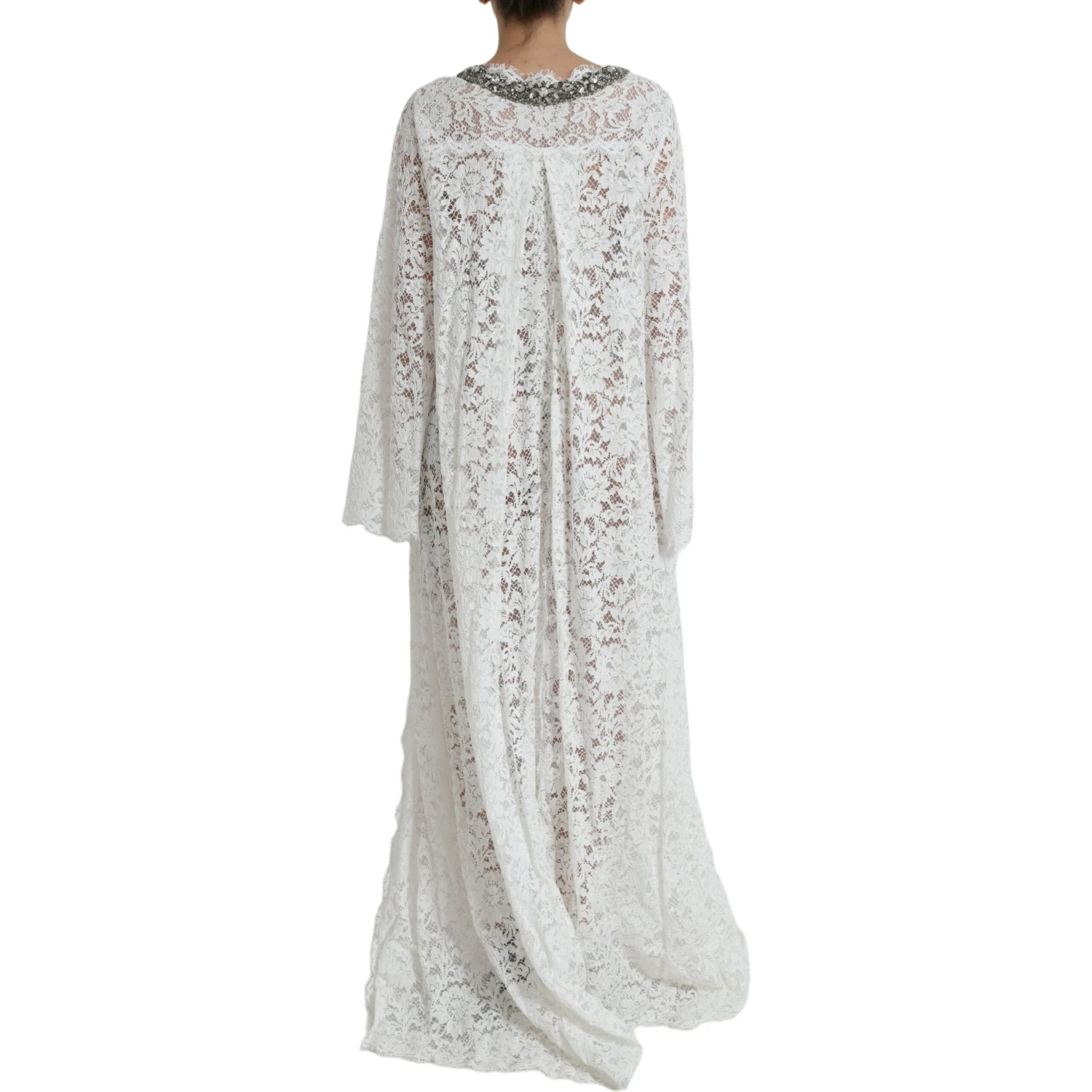 White Lace Crystal Embellished Shift Dress