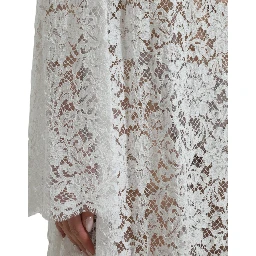 White Lace Crystal Embellished Shift Dress
