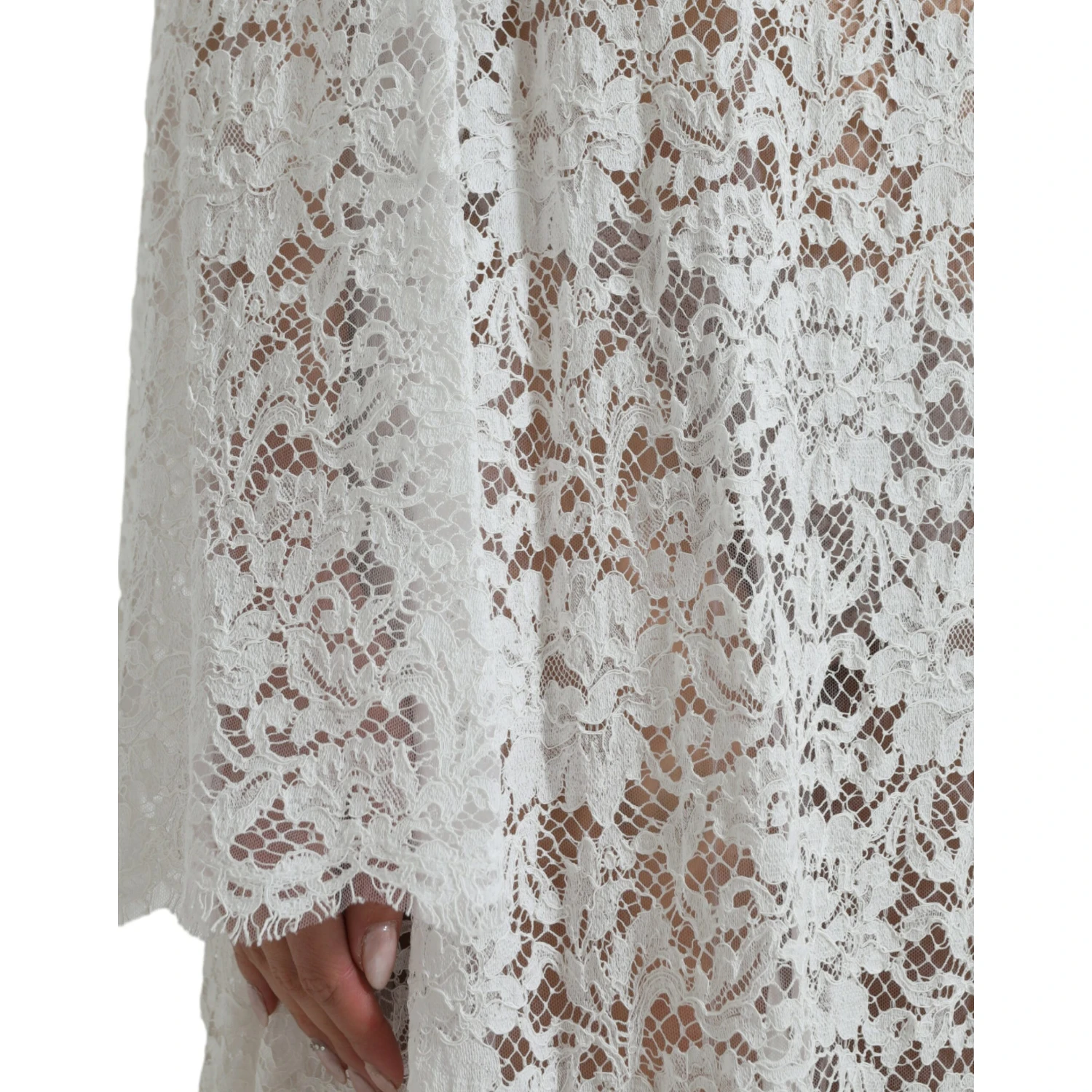 White Lace Crystal Embellished Shift Dress