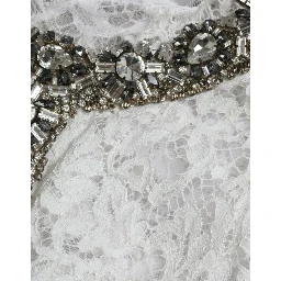 White Lace Crystal Embellished Shift Dress