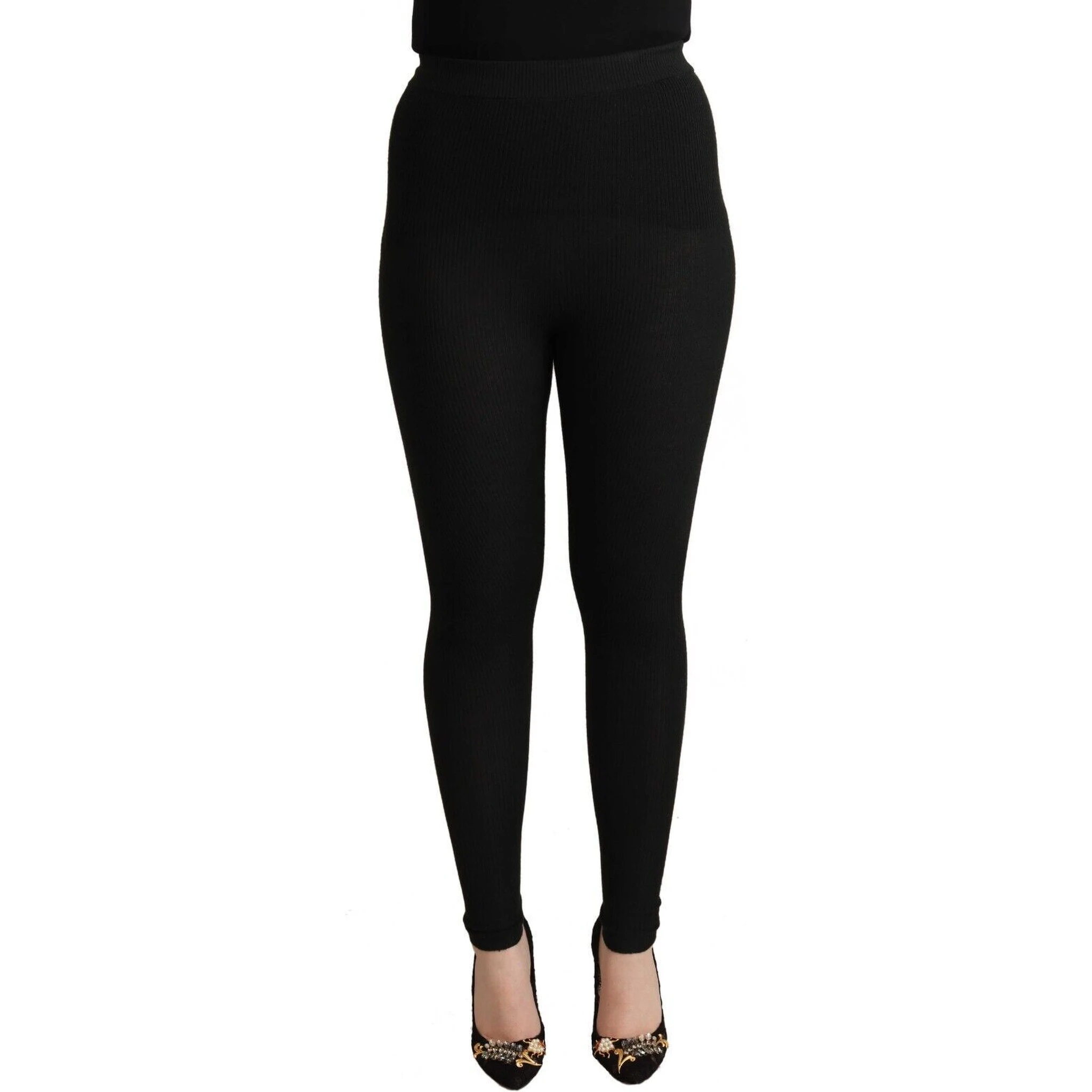Black Cashmere Stretch Waist Tights Pants